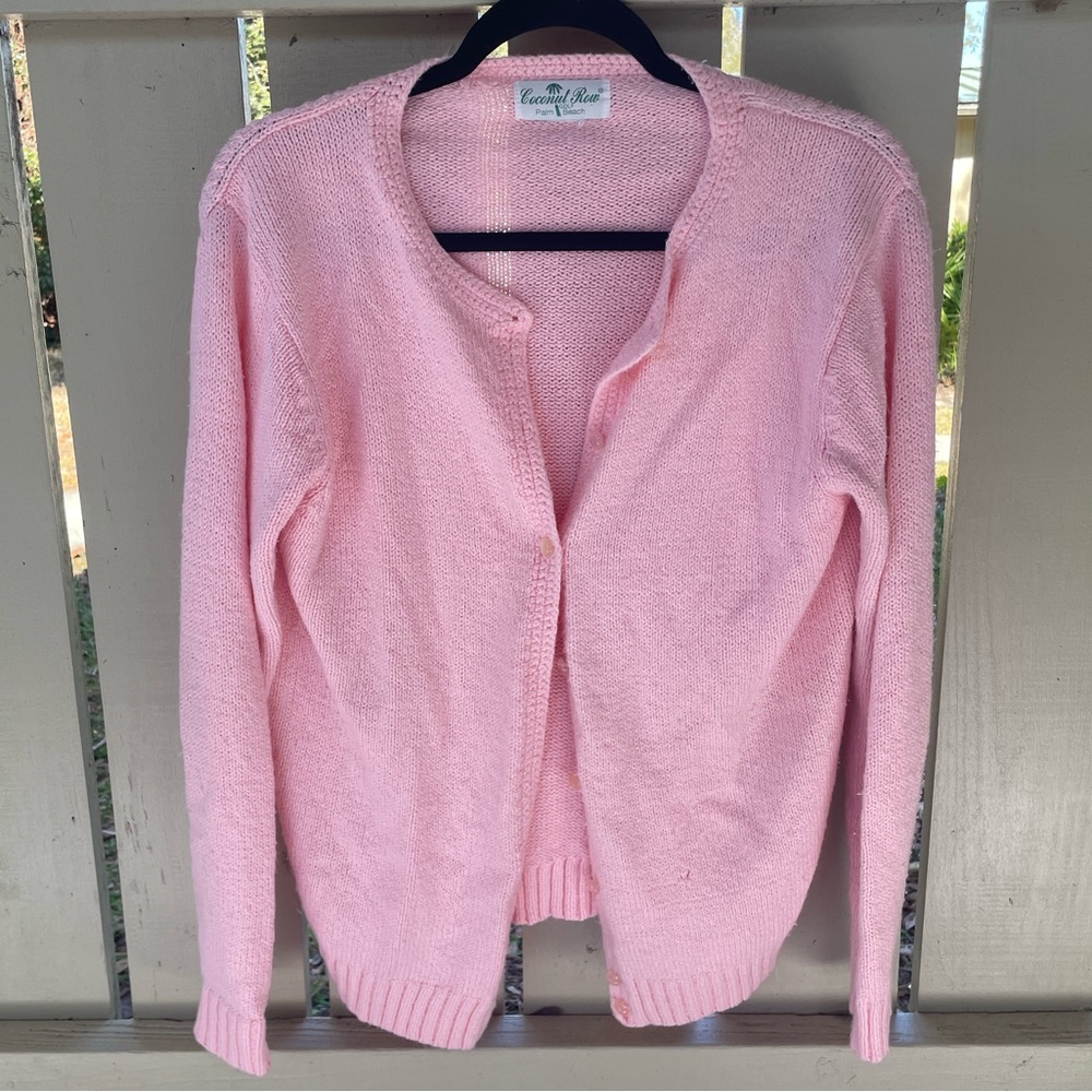 Pink Coconut Row Palm Beach Golf Knit Cardigan Sweater